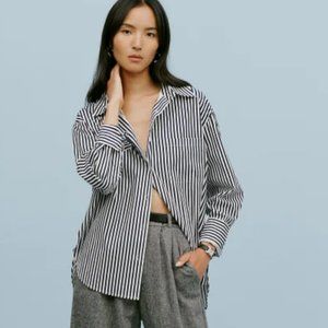 Reformation Will Oversized Shirt M in Wednesday Stripe